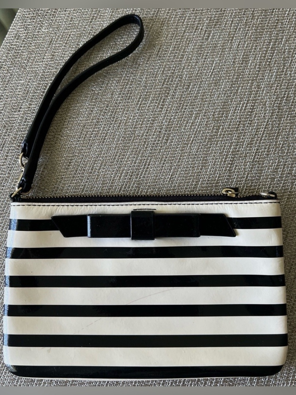 kate spade Black and White Striped Wristlet